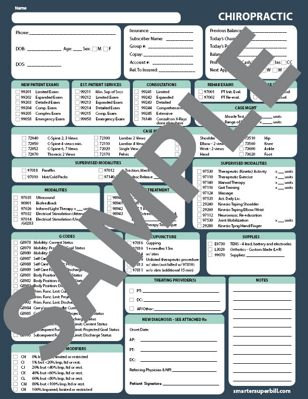 Chiropractic superbill template free